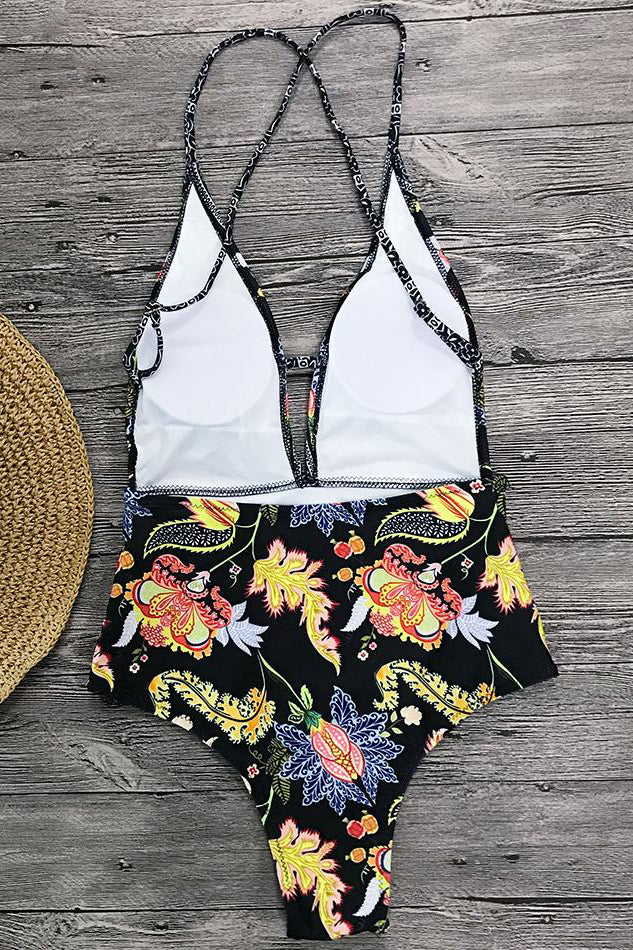 Dyani - BOHO PRINT SWIMSUIT WITH V-NECK DESIGN