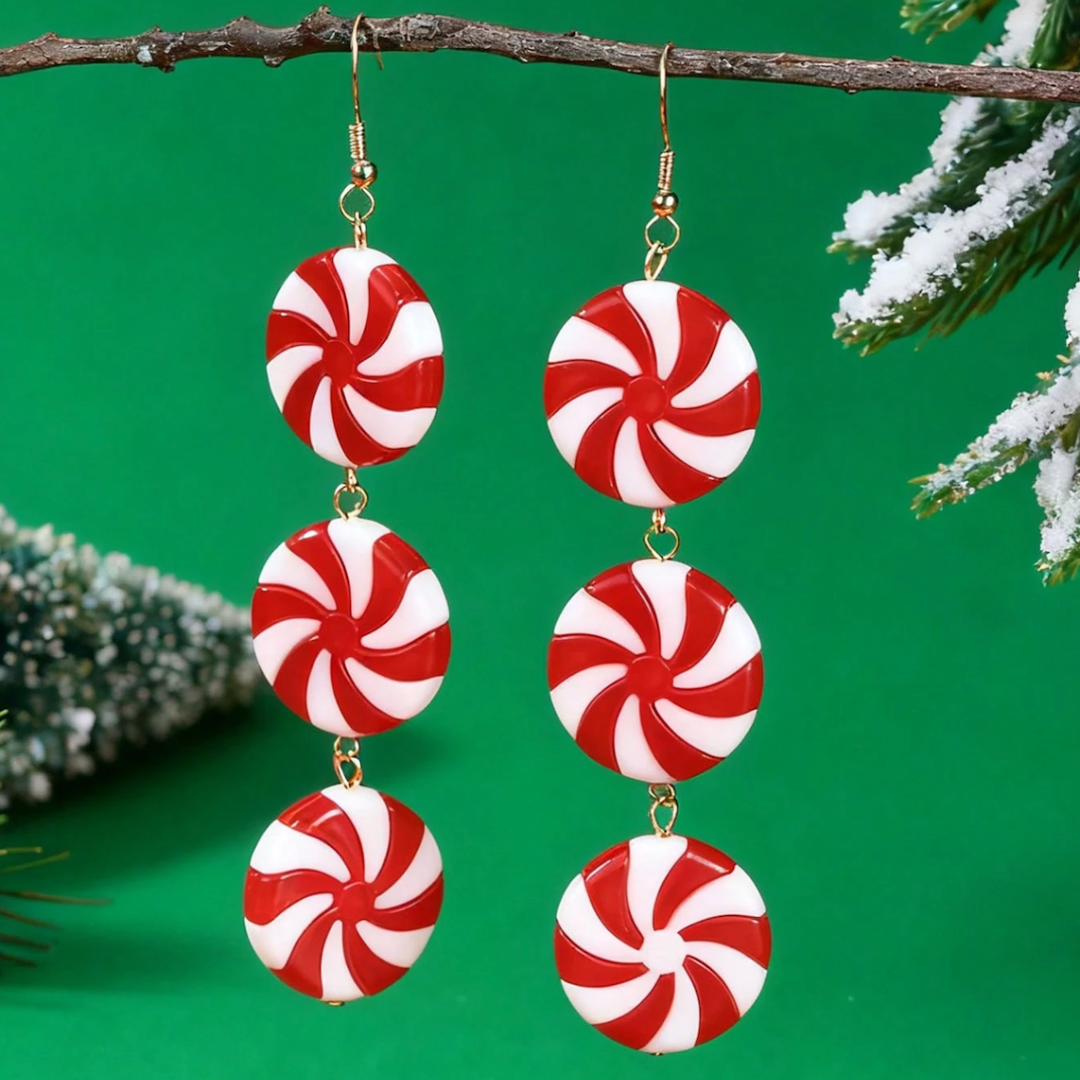 Candy Swirl Christma Earrings