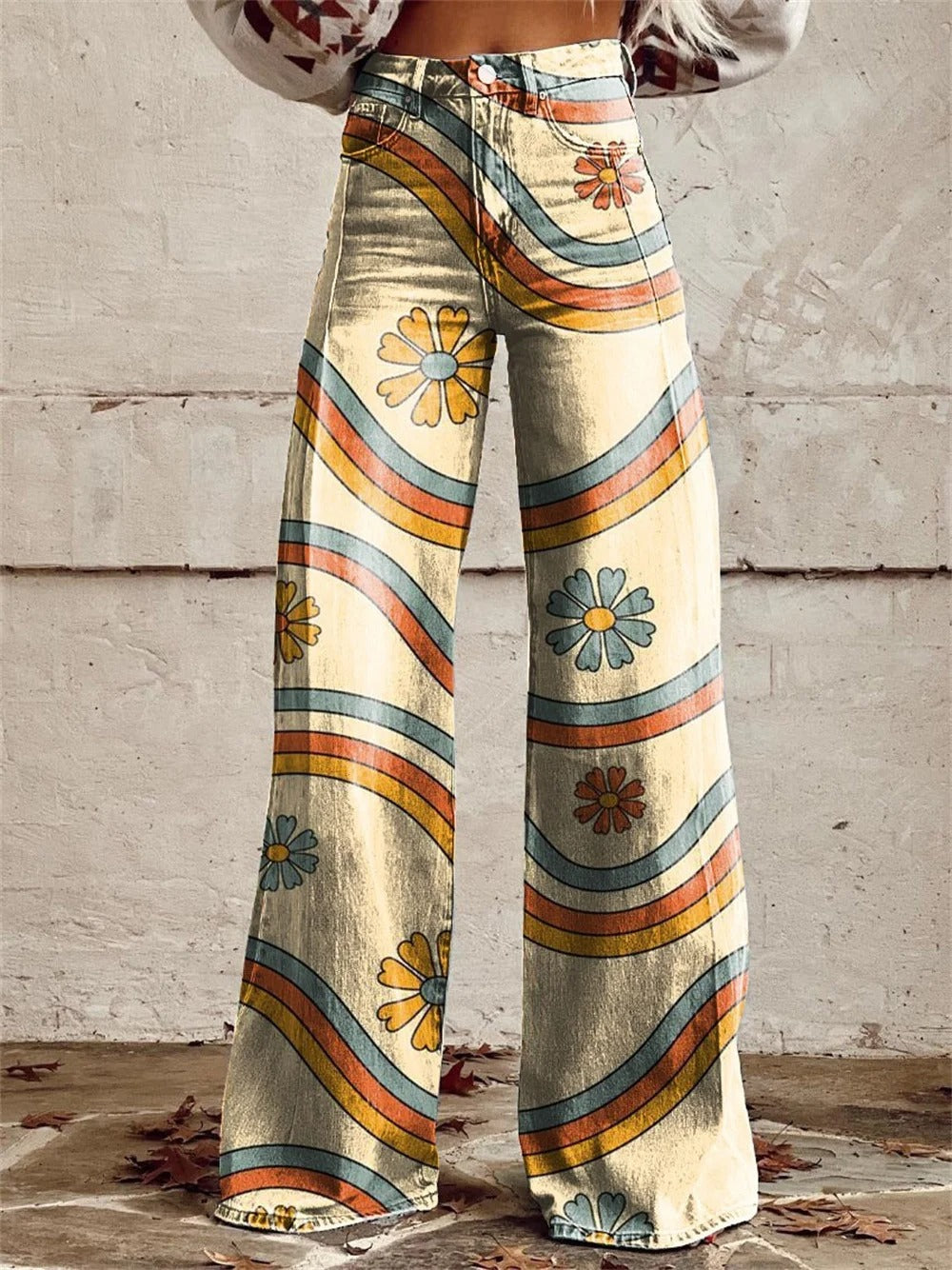 Lily - Stylish Multicolored Striped Wide Leg Pants