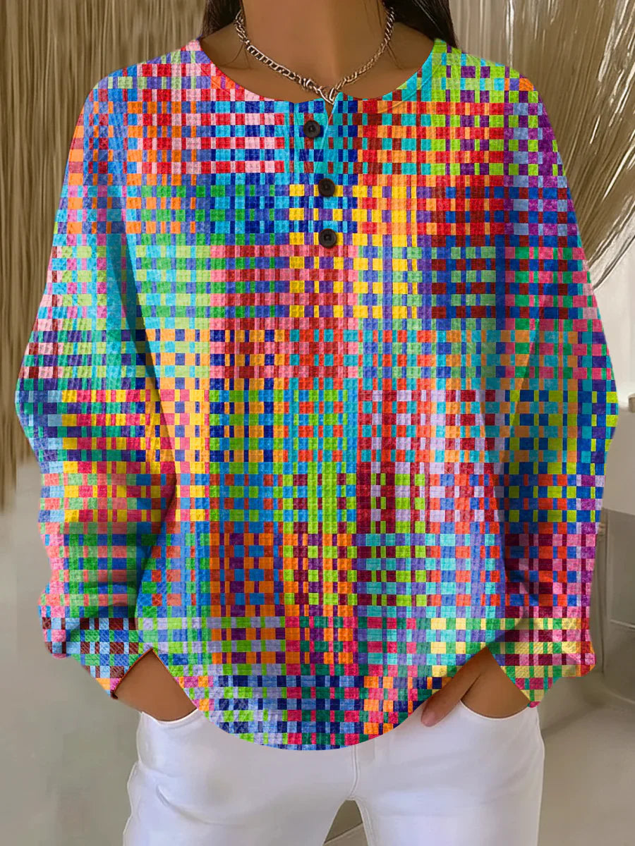 Rosa | Sweater with Colourful Tartan Design