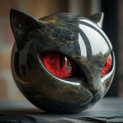 NyxCharm - Mystical Black Cat Head Sculpture