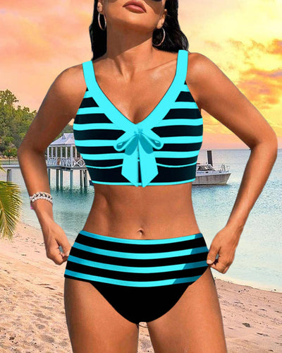 Amahle | Striped High-Waisted Bikini