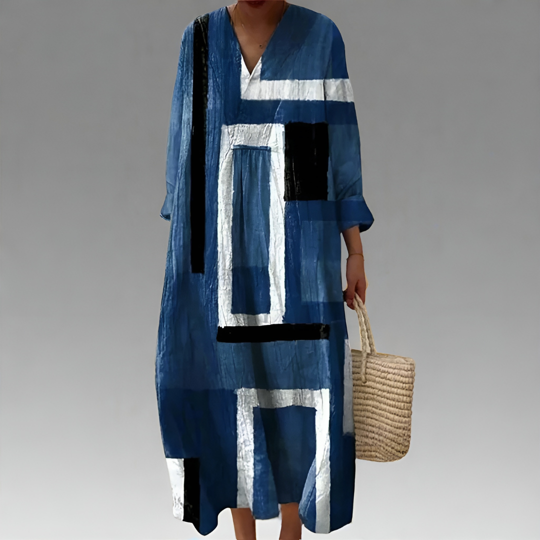 Genevieve – Indigo Frame Shift Dress
