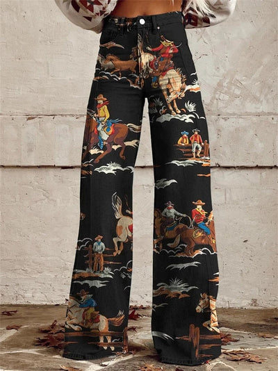 Penelope - Vintage Printed Wide Leg Pants