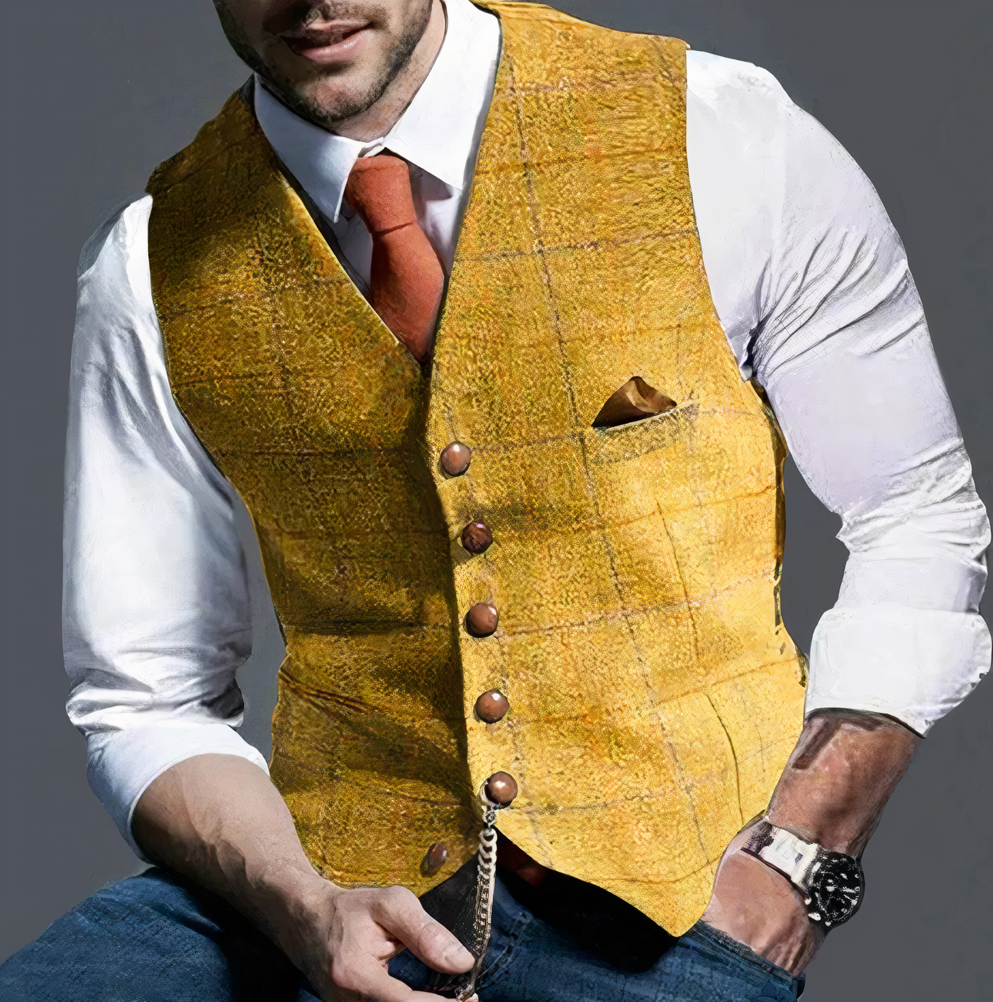Alex™ Elegant light plaid vest