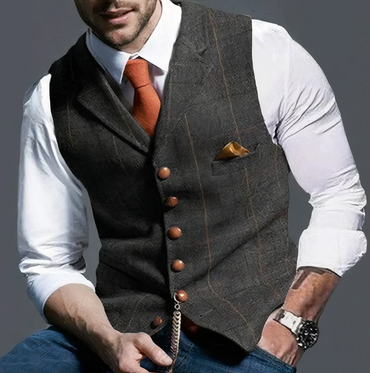 Alex™ Elegant light plaid vest
