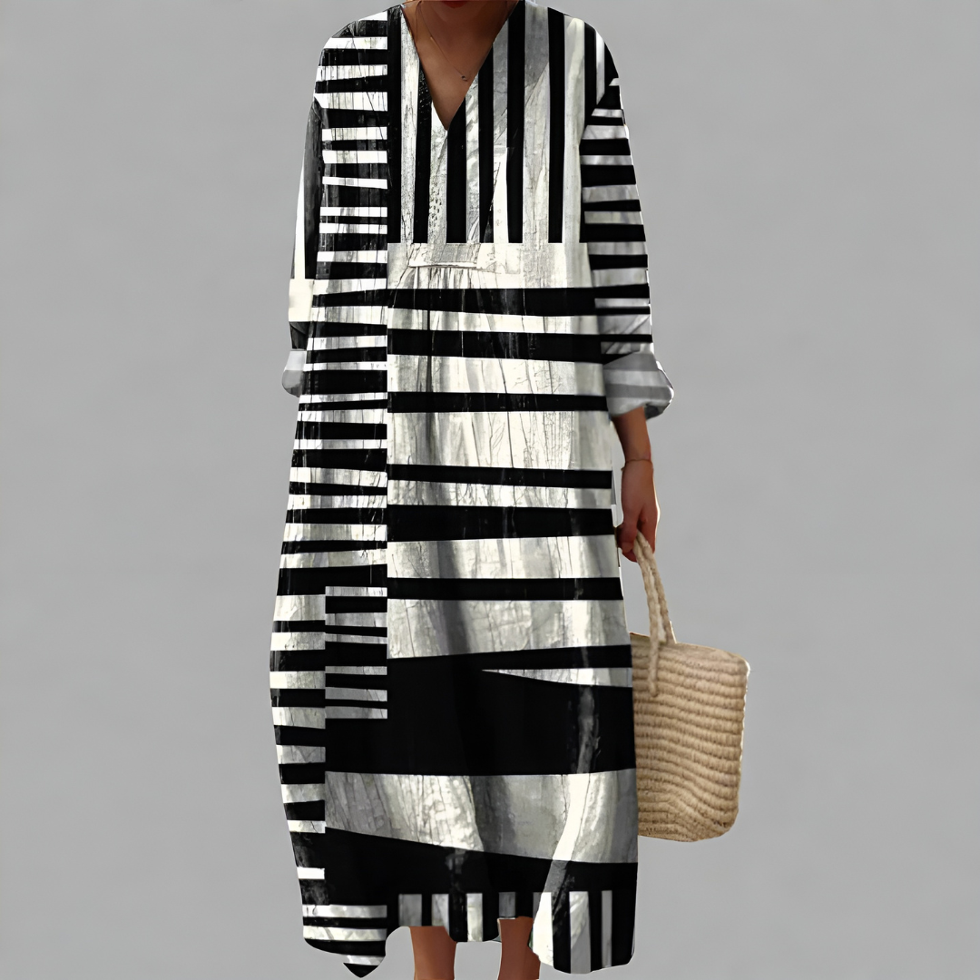 Kendra – Monochrome Muse Kaftan Dress