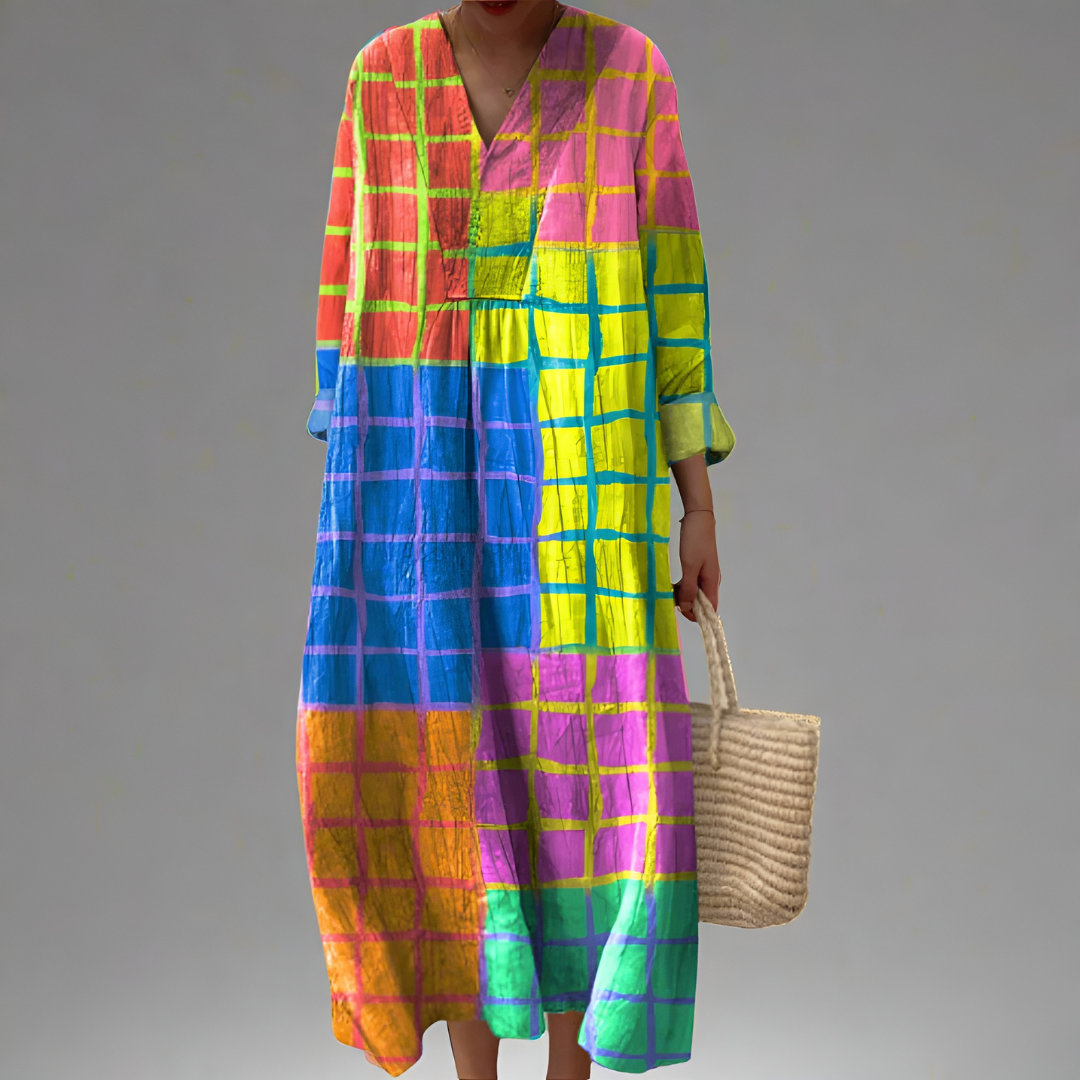 Meredith – Vibrant Patchwork Dress for Women