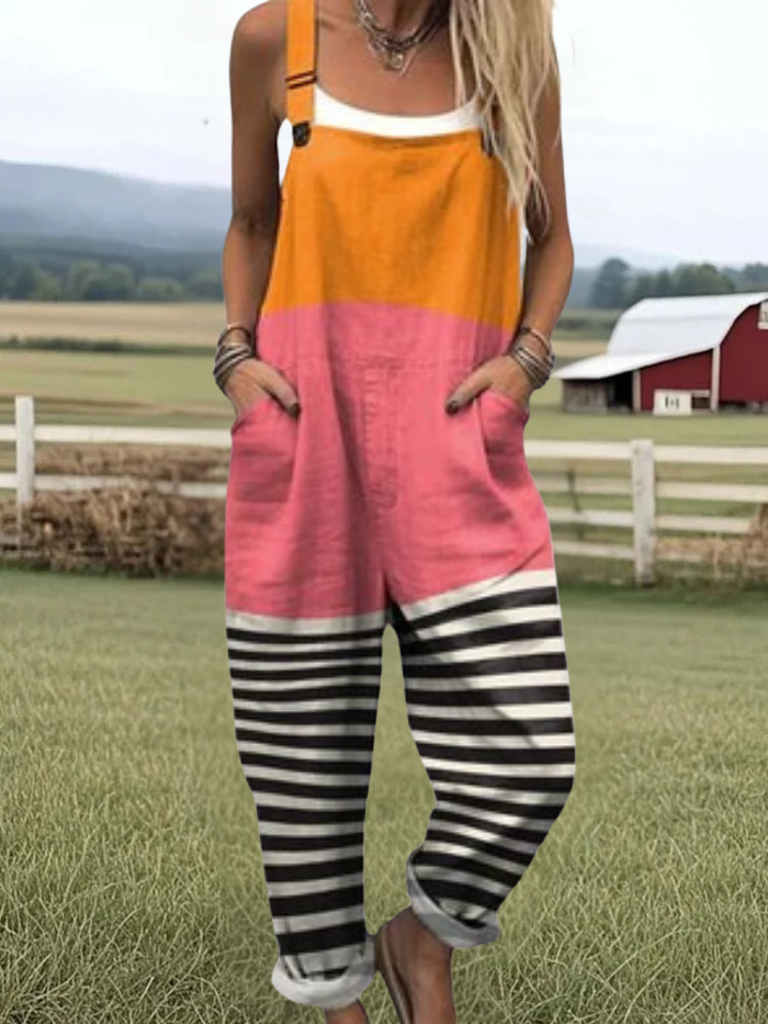 Clementine - Women's jumpsuit with abstract pattern and art print