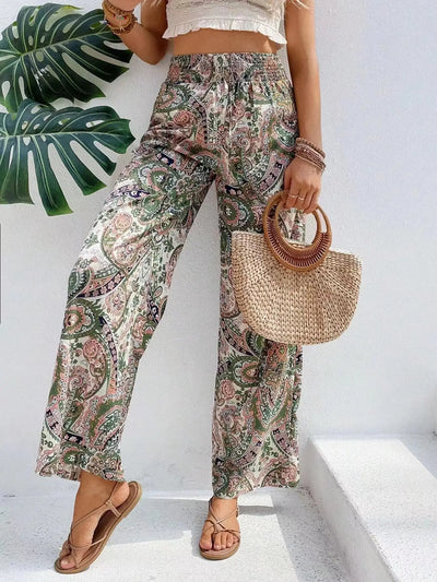 Olivia - Vintage Printed Wide-leg Pants