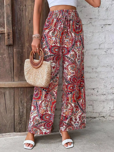 Olivia - Vintage Printed Wide-leg Pants