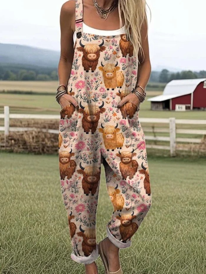 Savannah - Women's jumpsuit with flying bees embroidery pattern