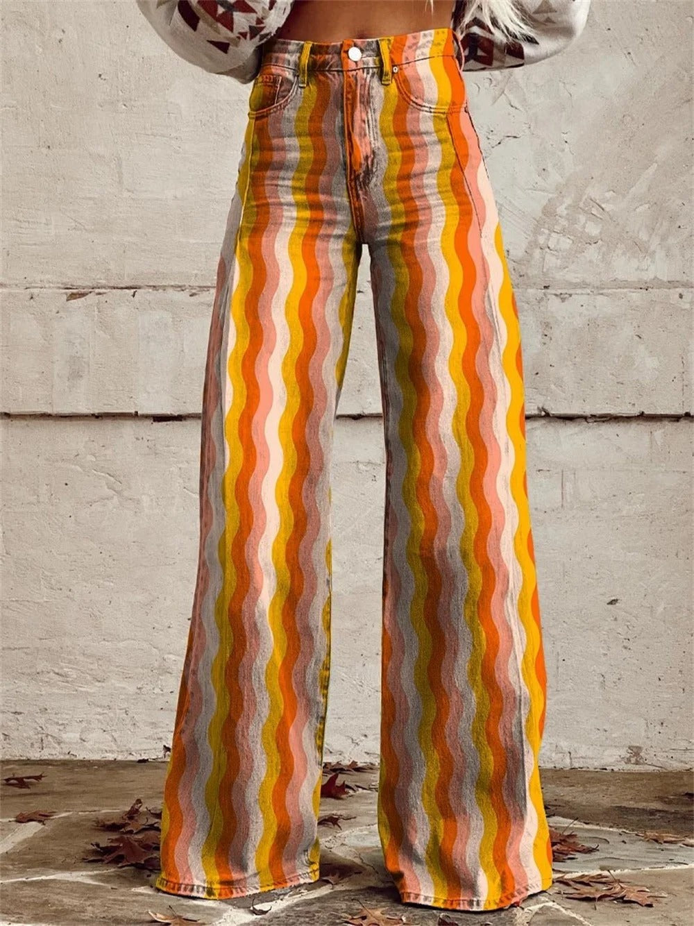 Lily - Stylish Multicolored Striped Wide Leg Pants
