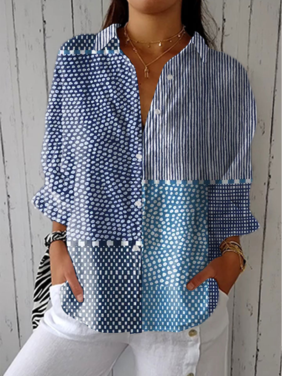 Fiora - Ocean Patchwork Blouse