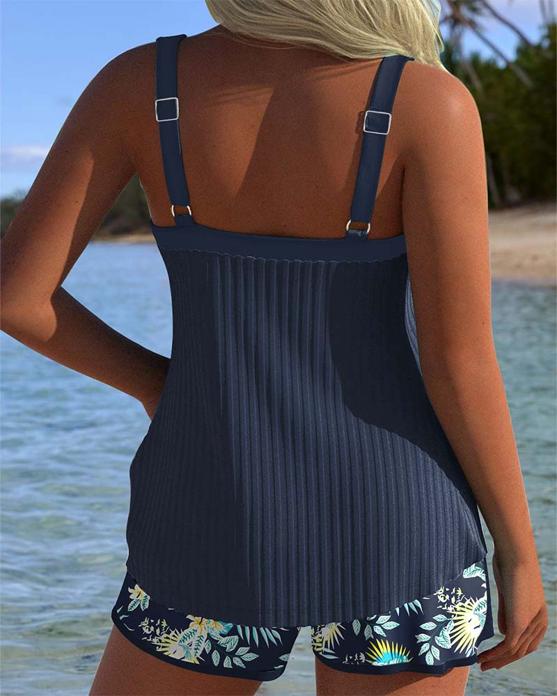 Amahle | Striped Tankini with Two-Piece Beach Shorts