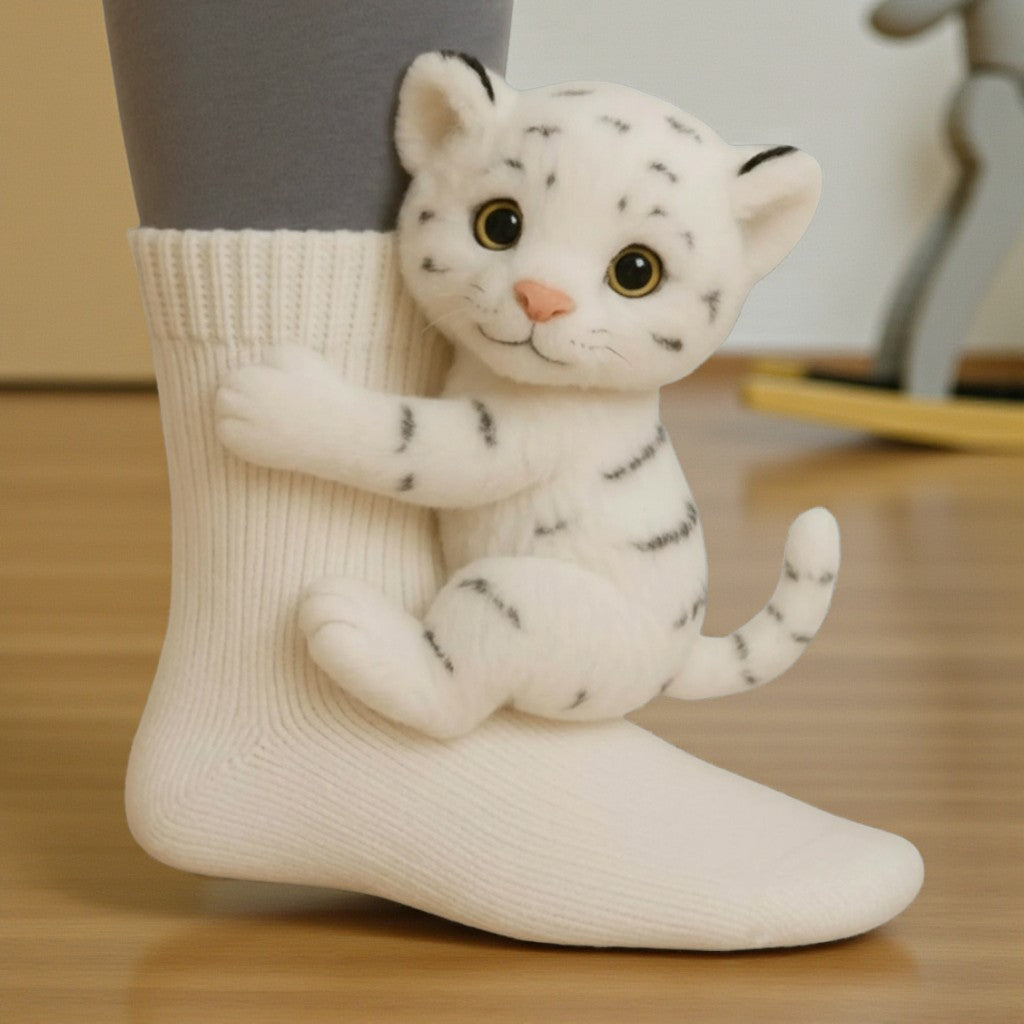 Koda | Cozy White Tiger Socks